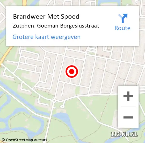 Locatie op kaart van de 112 melding: Brandweer Met Spoed Naar Zutphen, Goeman Borgesiusstraat op 12 december 2017 14:18