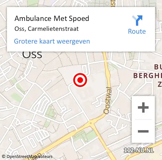 Locatie op kaart van de 112 melding: Ambulance Met Spoed Naar Oss, Carmelietenstraat op 12 december 2017 14:39