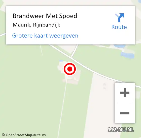 Locatie op kaart van de 112 melding: Brandweer Met Spoed Naar Maurik, Rijnbandijk op 12 december 2017 14:40