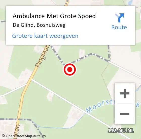 Locatie op kaart van de 112 melding: Ambulance Met Grote Spoed Naar De Glind, Boshuisweg op 9 februari 2014 17:59