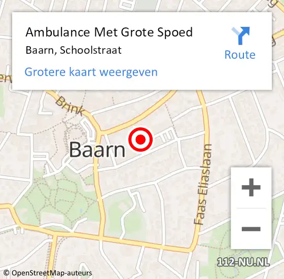 Locatie op kaart van de 112 melding: Ambulance Met Grote Spoed Naar Baarn, Schoolstraat op 12 december 2017 15:11