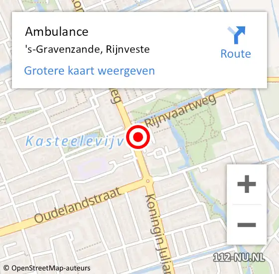 Locatie op kaart van de 112 melding: Ambulance 's-Gravenzande, Rijnveste op 12 december 2017 15:33