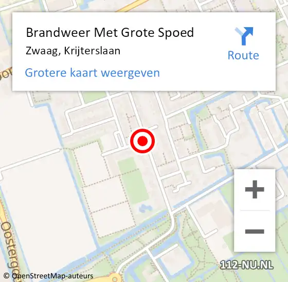 Locatie op kaart van de 112 melding: Brandweer Met Grote Spoed Naar Zwaag, Krijterslaan op 12 december 2017 15:44