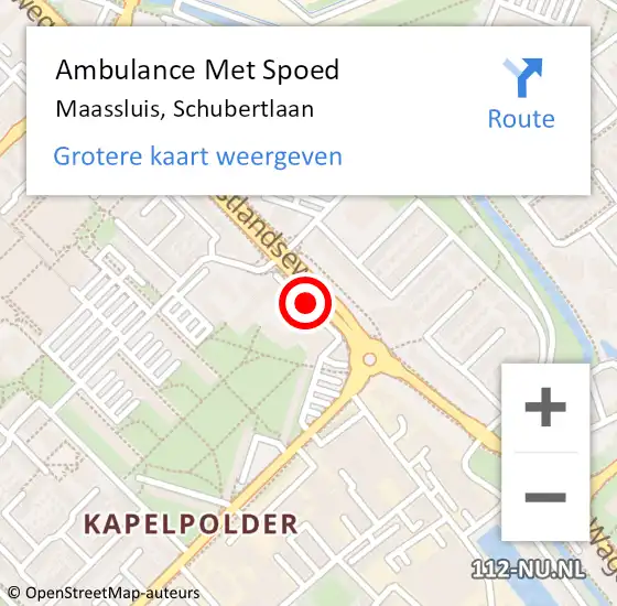 Locatie op kaart van de 112 melding: Ambulance Met Spoed Naar Maassluis, Schubertlaan op 12 december 2017 15:52