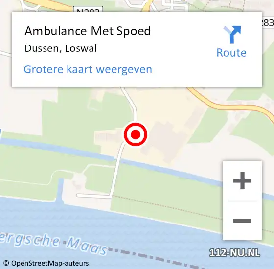 Locatie op kaart van de 112 melding: Ambulance Met Spoed Naar Dussen, Loswal op 12 december 2017 16:21