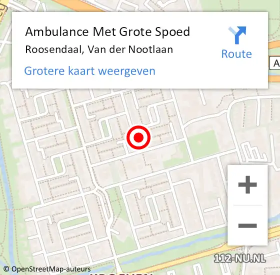 Locatie op kaart van de 112 melding: Ambulance Met Grote Spoed Naar Roosendaal, Van der Nootlaan op 12 december 2017 16:27