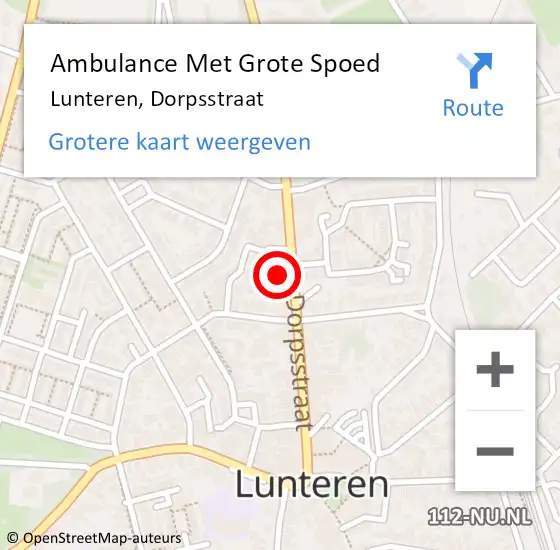 Locatie op kaart van de 112 melding: Ambulance Met Grote Spoed Naar Lunteren, Dorpsstraat op 12 december 2017 16:42