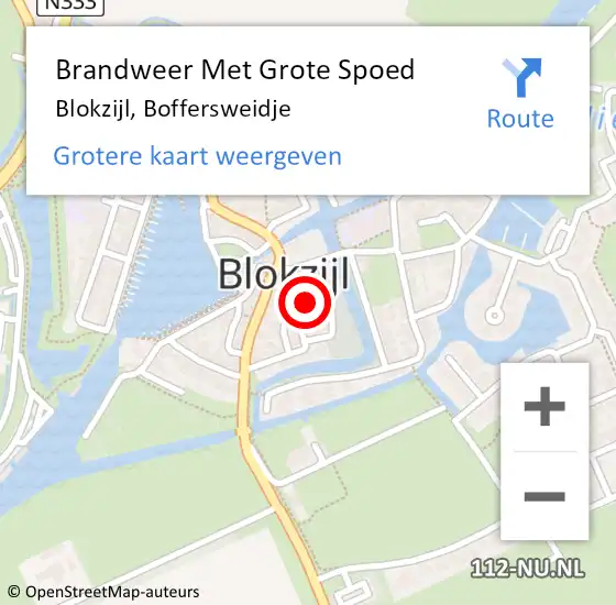 Locatie op kaart van de 112 melding: Brandweer Met Grote Spoed Naar Blokzijl, Boffersweidje op 12 december 2017 16:46