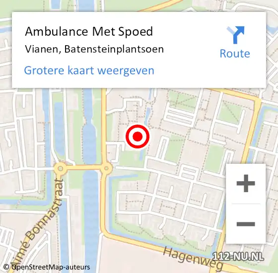 Locatie op kaart van de 112 melding: Ambulance Met Spoed Naar Vianen, Batensteinplantsoen op 12 december 2017 16:57