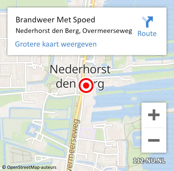 Locatie op kaart van de 112 melding: Brandweer Met Spoed Naar Nederhorst den Berg, Overmeerseweg op 12 december 2017 19:02