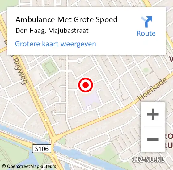 Locatie op kaart van de 112 melding: Ambulance Met Grote Spoed Naar Den Haag, Majubastraat op 12 december 2017 19:10