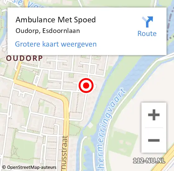 Locatie op kaart van de 112 melding: Ambulance Met Spoed Naar Oudorp, Esdoornlaan op 9 februari 2014 18:30