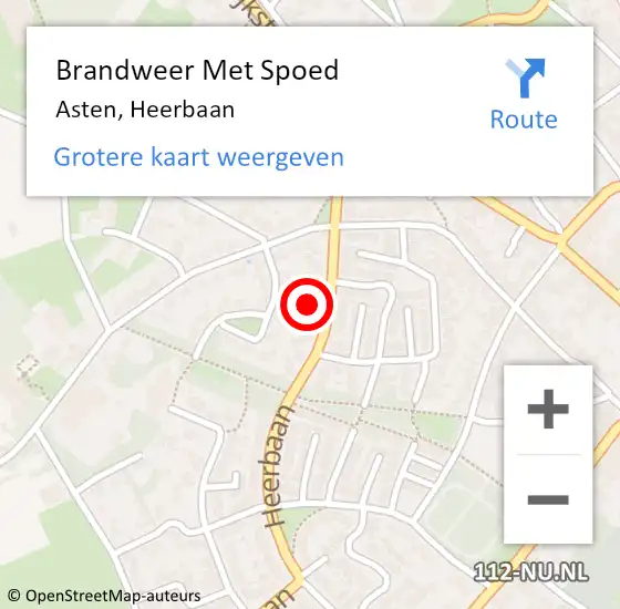 Locatie op kaart van de 112 melding: Brandweer Met Spoed Naar Asten, Heerbaan op 12 december 2017 19:30