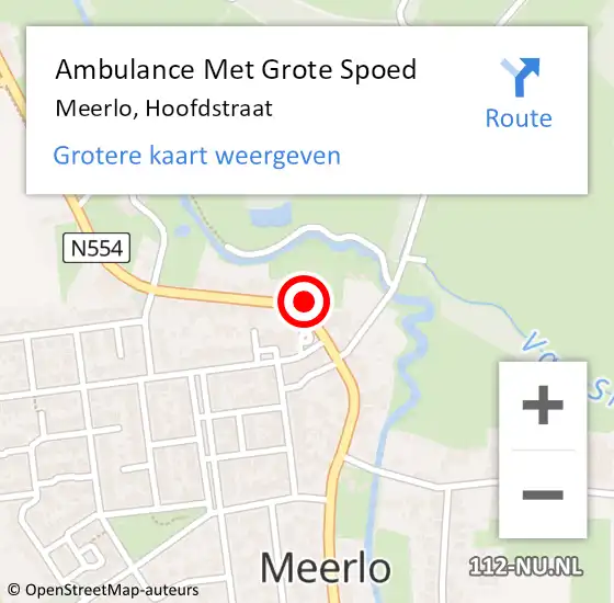 Locatie op kaart van de 112 melding: Ambulance Met Grote Spoed Naar Meerlo, Hoofdstraat op 12 december 2017 19:39