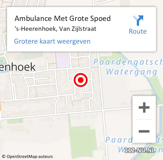 Locatie op kaart van de 112 melding: Ambulance Met Grote Spoed Naar 's-Heerenhoek, Van Zijlstraat op 12 december 2017 19:52