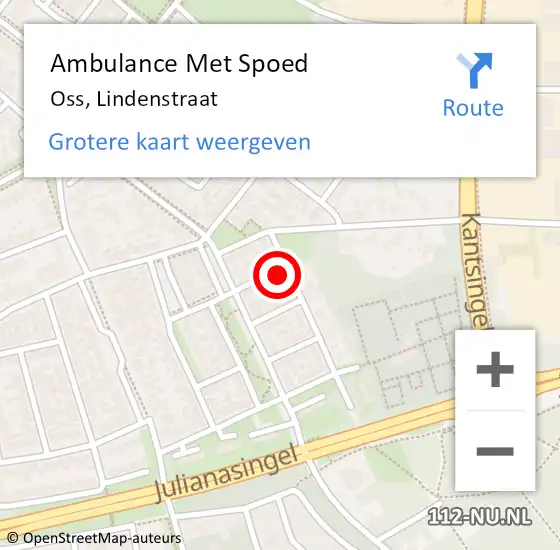 Locatie op kaart van de 112 melding: Ambulance Met Spoed Naar Oss, Lindenstraat op 12 december 2017 20:12