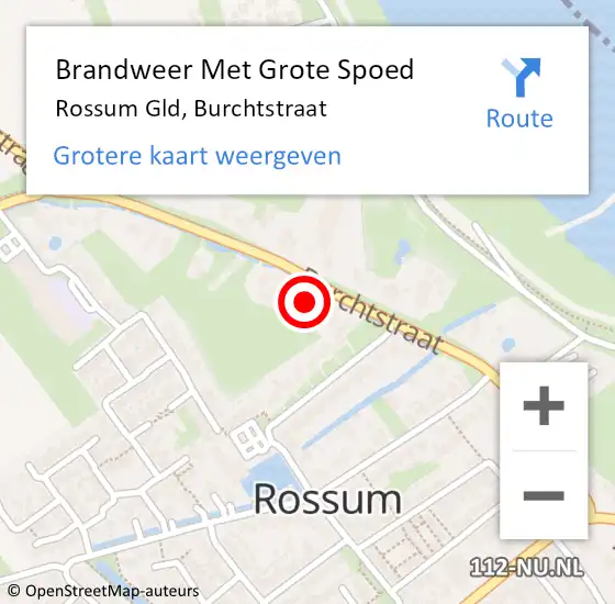 Locatie op kaart van de 112 melding: Brandweer Met Grote Spoed Naar Rossum Gld, Burchtstraat op 9 februari 2014 18:38