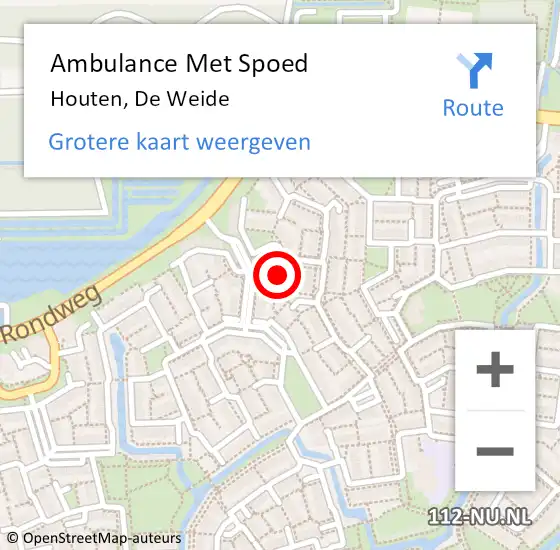 Locatie op kaart van de 112 melding: Ambulance Met Spoed Naar Houten, De Weide op 12 december 2017 20:44