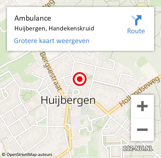 Locatie op kaart van de 112 melding: Ambulance Huijbergen, Handekenskruid op 12 december 2017 21:06