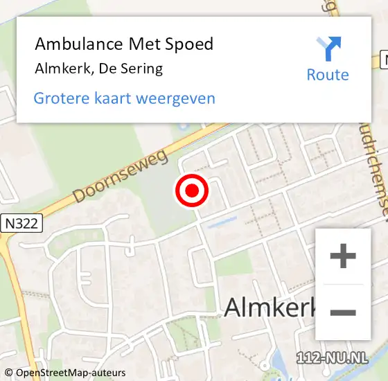 Locatie op kaart van de 112 melding: Ambulance Met Spoed Naar Almkerk, De Sering op 12 december 2017 21:15