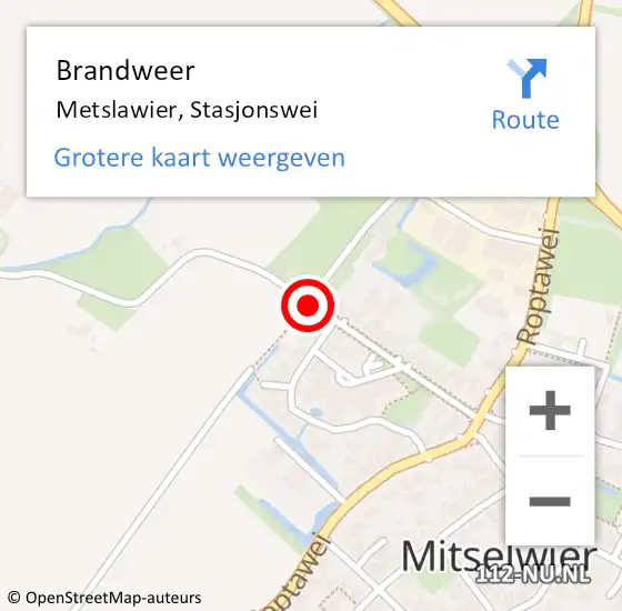 Locatie op kaart van de 112 melding: Brandweer Metslawier, Stasjonswei op 12 december 2017 21:58