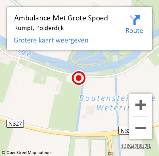 Locatie op kaart van de 112 melding: Ambulance Met Grote Spoed Naar Rumpt, Polderdijk op 12 december 2017 22:13