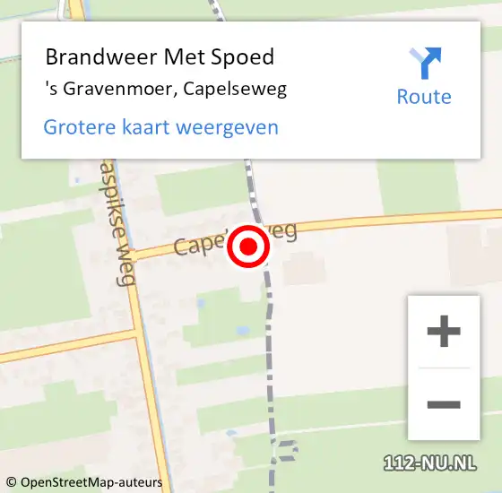 Locatie op kaart van de 112 melding: Brandweer Met Spoed Naar 's Gravenmoer, Capelseweg op 9 februari 2014 18:50