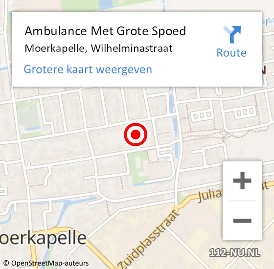 Locatie op kaart van de 112 melding: Ambulance Met Grote Spoed Naar Moerkapelle, Wilhelminastraat op 12 december 2017 23:01