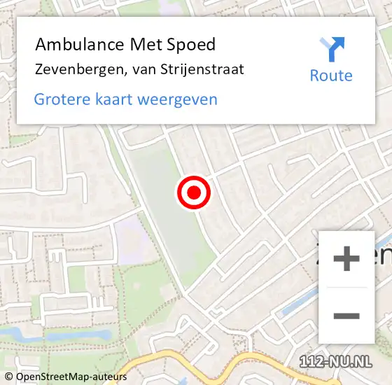 Locatie op kaart van de 112 melding: Ambulance Met Spoed Naar Zevenbergen, van Strijenstraat op 13 december 2017 00:41