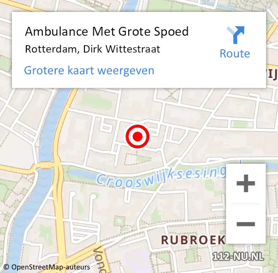Locatie op kaart van de 112 melding: Ambulance Met Grote Spoed Naar Rotterdam, Dirk Wittestraat op 13 december 2017 01:10