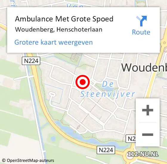 Locatie op kaart van de 112 melding: Ambulance Met Grote Spoed Naar Woudenberg, Henschoterlaan op 13 december 2017 02:58