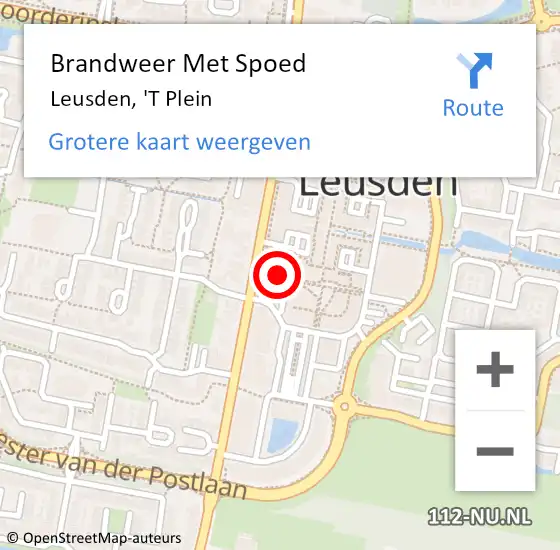 Locatie op kaart van de 112 melding: Brandweer Met Spoed Naar Leusden, 'T Plein op 13 december 2017 03:54