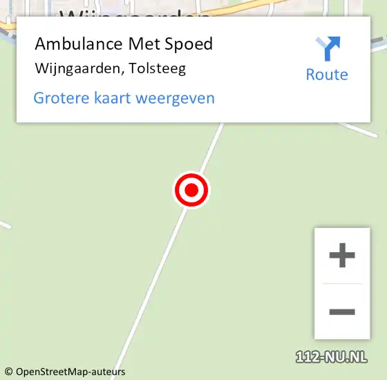 Locatie op kaart van de 112 melding: Ambulance Met Spoed Naar Wijngaarden, Tolsteeg op 13 december 2017 04:12