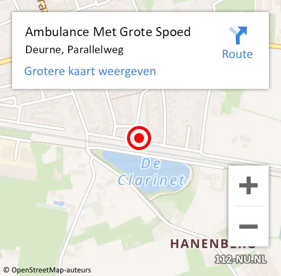 Locatie op kaart van de 112 melding: Ambulance Met Grote Spoed Naar Deurne, Parallelweg op 13 december 2017 05:24