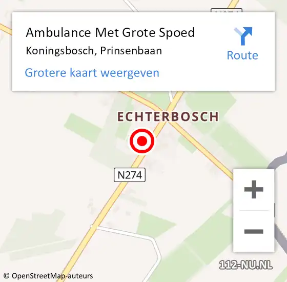 Locatie op kaart van de 112 melding: Ambulance Met Grote Spoed Naar Koningsbosch, Prinsenbaan op 9 februari 2014 19:13