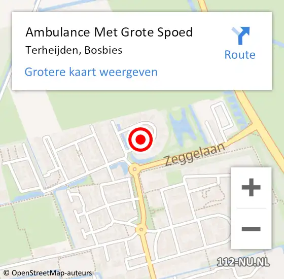 Locatie op kaart van de 112 melding: Ambulance Met Grote Spoed Naar Terheijden, Bosbies op 13 december 2017 06:40