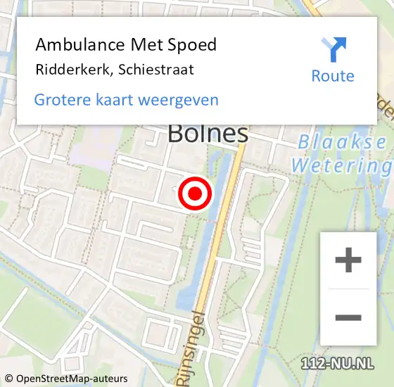 Locatie op kaart van de 112 melding: Ambulance Met Spoed Naar Ridderkerk, Schiestraat op 13 december 2017 07:28