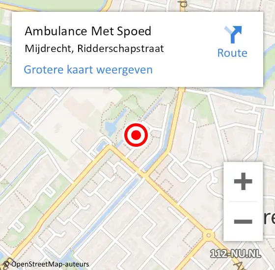 Locatie op kaart van de 112 melding: Ambulance Met Spoed Naar Mijdrecht, Ridderschapstraat op 13 december 2017 07:47