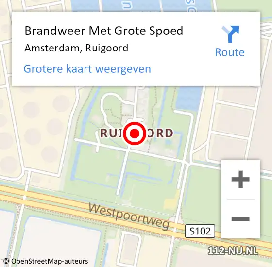 Locatie op kaart van de 112 melding: Brandweer Met Grote Spoed Naar Amsterdam, Ruigoord op 13 december 2017 07:59