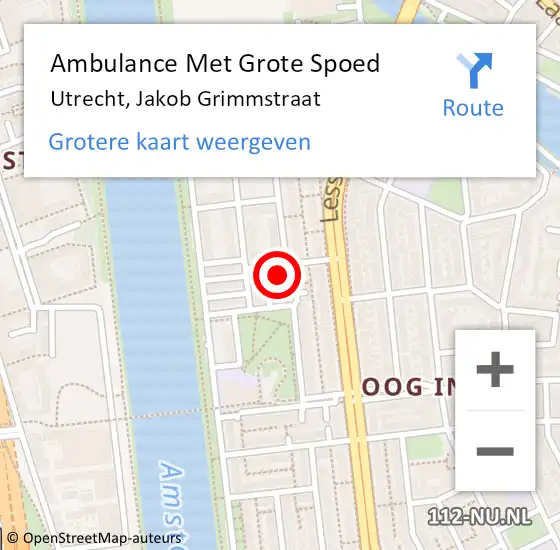 Locatie op kaart van de 112 melding: Ambulance Met Grote Spoed Naar Utrecht, Jakob Grimmstraat op 9 februari 2014 19:27