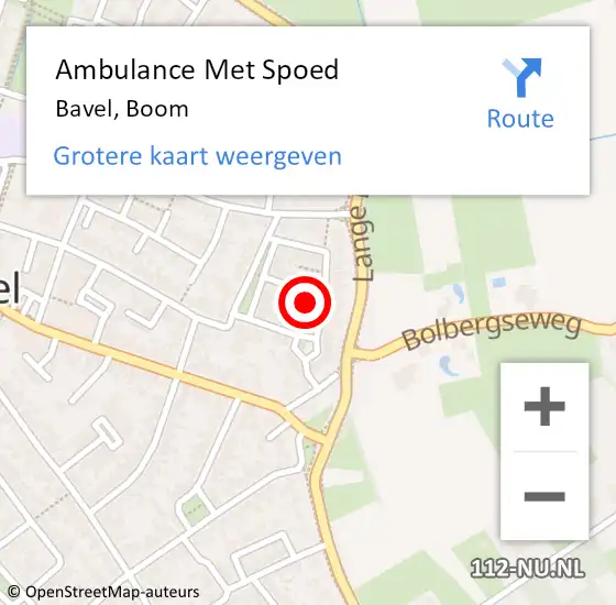 Locatie op kaart van de 112 melding: Ambulance Met Spoed Naar Bavel, Boom op 13 december 2017 08:45