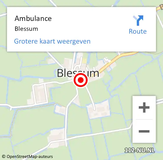 Locatie op kaart van de 112 melding: Ambulance Blessum op 13 december 2017 08:58