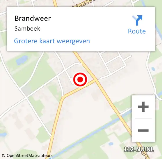 Locatie op kaart van de 112 melding: Brandweer Sambeek op 13 december 2017 09:14