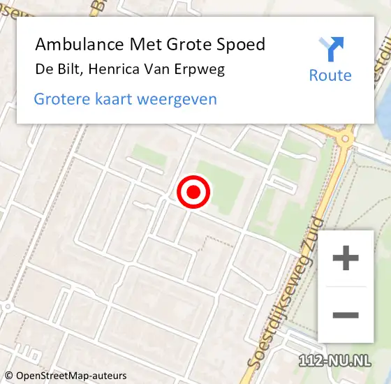 Locatie op kaart van de 112 melding: Ambulance Met Grote Spoed Naar De Bilt, Henrica Van Erpweg op 13 december 2017 09:31