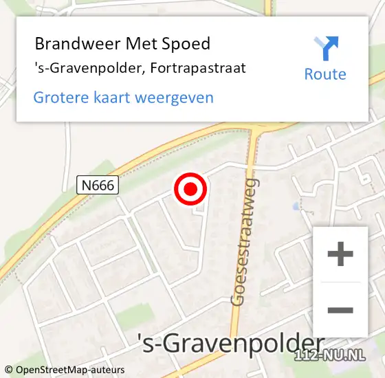 Locatie op kaart van de 112 melding: Brandweer Met Spoed Naar 's-Gravenpolder, Fortrapastraat op 13 december 2017 09:35