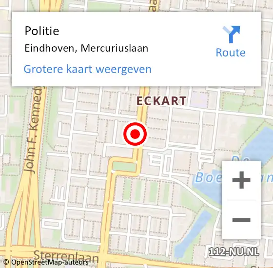 Locatie op kaart van de 112 melding: Politie Eindhoven, Mercuriuslaan op 13 december 2017 10:14