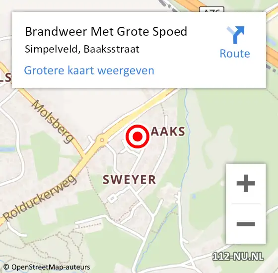 Locatie op kaart van de 112 melding: Brandweer Met Grote Spoed Naar Simpelveld, Baaksstraat op 13 december 2017 10:17