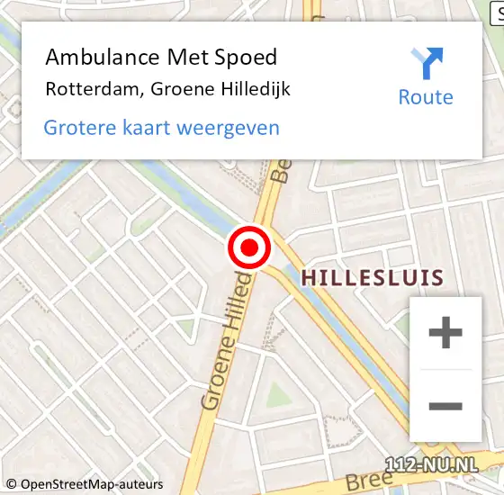 Locatie op kaart van de 112 melding: Ambulance Met Spoed Naar Rotterdam, Groene Hilledijk op 13 december 2017 11:08