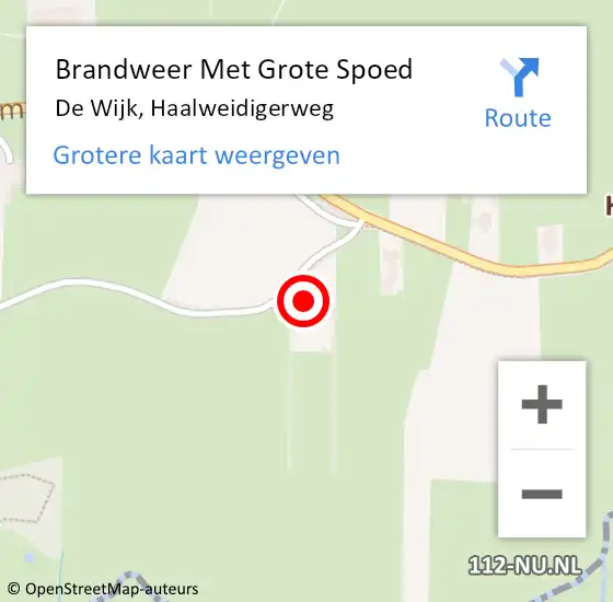 Locatie op kaart van de 112 melding: Brandweer Met Grote Spoed Naar De Wijk, Haalweidigerweg op 13 december 2017 11:09