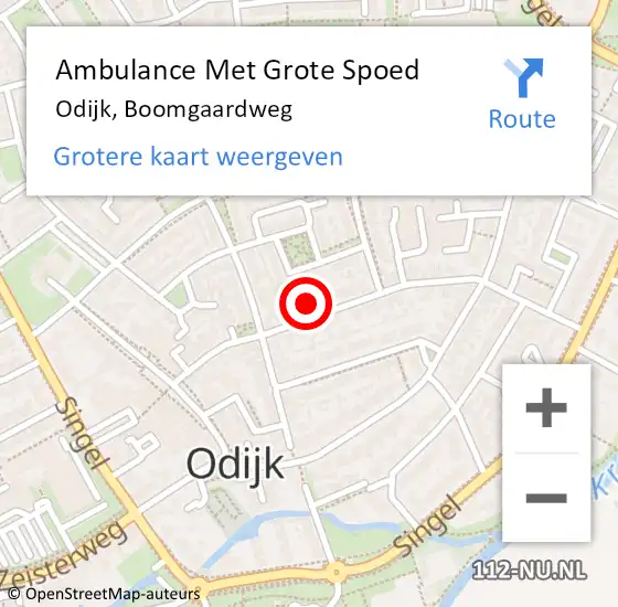 Locatie op kaart van de 112 melding: Ambulance Met Grote Spoed Naar Odijk, Boomgaardweg op 13 december 2017 11:16